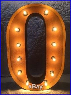 New Rustic Metal Letter O Light Marquee Sign Wall Decoration 24 Vintage