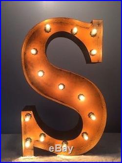 New Rustic Metal Letter S Light Marquee Sign Wall Decoration 24 Vintage