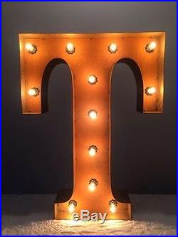 New Rustic Metal Letter T Light Marquee Sign Wall Decoration 24 Vintage