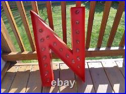 New Rustic (Red) Metal Letter N Light Marquee Sign Wall Decoration 24 Vintage