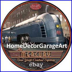 New York Central Railroad Mercury 1934 Metal Sign Vintage Style Train Room Art New York Central Railroad Mercury 1934 Metal Sign Vintage Style Train Room Art