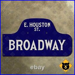 New York City Manhattan Broadway E Houston Street humpback road sign 22x12