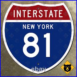 New York Interstate 81 highway route sign shield 1957 Binghamton Syracuse 12x12