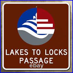 New York Lakes to Locks Passage Albany Hudson highway marker road sign 36x36