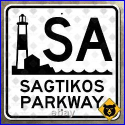 New York Sagtikos Parkway highway marker road sign Western Long Island 24x24