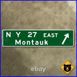 New York State Route 27 East, Montauk highway exit road sign 1961 Hamptons 42x10 New York State Route 27 East, Montauk highway exit road sign 1961 Hamptons 42x10