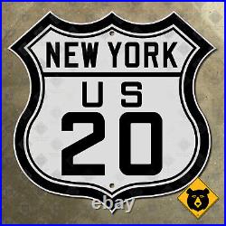 New York US Route 20 highway road sign shield 1926 Albany W Seneca Auburn 16x16