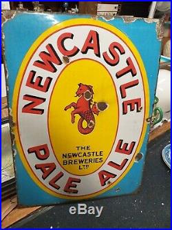 Newcastle fish Sign enamel metal tea shop display antique vintage brewery ale