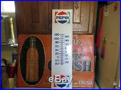 Nice Great Shape Pepsi Vintage White Metal Thermometer 28 By7