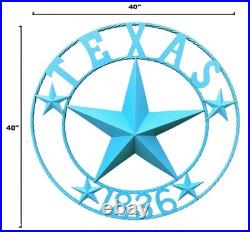 Nightclawing 40 TEXAS 1836 Barn Star Metal Wall Sign Art, Twisted Rope Ring