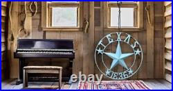 Nightclawing 40 TEXAS 1836 Barn Star Metal Wall Sign Art, Twisted Rope Ring