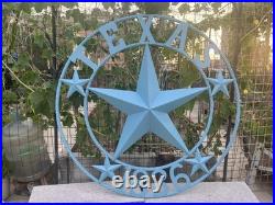 Nightclawing 40 TEXAS 1836 Barn Star Metal Wall Sign Art, Twisted Rope Ring