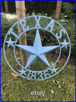 Nightclawing 40 TEXAS 1836 Barn Star Metal Wall Sign Art, Twisted Rope Ring