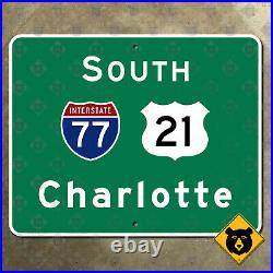 North Carolina Charlotte Interstate 77 US 21 road highway freeway sign 30x24