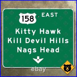 North Carolina Kitty Hawk Kill Devil Hills Nags Head highway 158 road sign 18x15