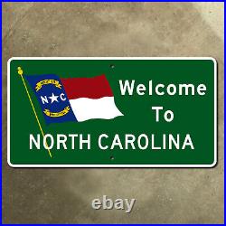 North Carolina state line highway marker 1960 road sign welcome flag 23x12