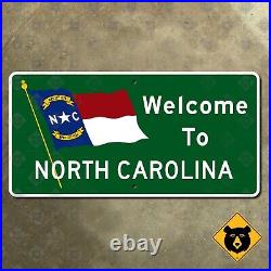 North Carolina state line highway marker 1960 road sign welcome flag 36x18
