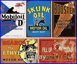 Nostalgic 35-Piece Vintage Metal Sign Collection Perfect for Garage or Bar