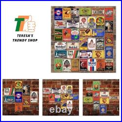 Nostalgic 35 Piece Vintage Tin Signs Colorful Wall Decor for Home & Office