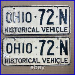 Ohio 1953 historical vehicle license plate pair 72-N embossed antique car 1972