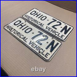 Ohio 1953 historical vehicle license plate pair 72-N embossed antique car 1972