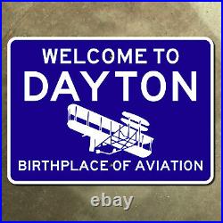 Ohio Dayton Birthplace of Aviation city limits highway marker road sign 14x10