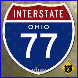 Ohio Interstate 77 highway route sign 1957 Cleveland Akron Canton 24x24