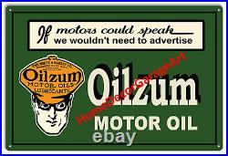 Oilzum Motor Oil Metal Sign, New Style or Aged Vintage Style Garage Art HDGA Oilzum Motor Oil Metal Sign, New Style or Aged Vintage Style Garage Art HDGA