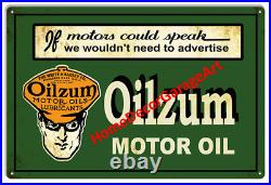 Oilzum Motor Oil Metal Sign, New Style or Aged Vintage Style Garage Art HDGA Oilzum Motor Oil Metal Sign, New Style or Aged Vintage Style Garage Art HDGA