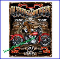 Old Bikes & Whisky Motorcycle Metal Sign, 3 Sizes, Vintage Style Garage Art Old Bikes & Whisky Motorcycle Metal Sign, 3 Sizes, Vintage Style Garage Art