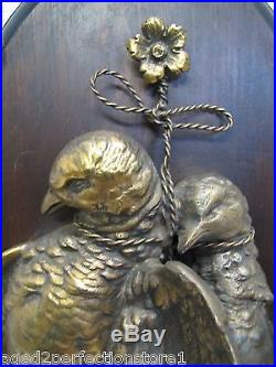 Old Game Bird Plaque three life size metal hanging birds wood wall mount ornate