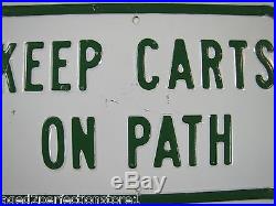 Old Retired Golf Course Embossed Metal Sign'Keep Carts on Path' vintage kart