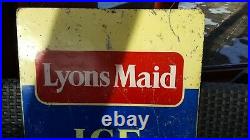 Old USED Original Vintage 1960's LYONS MAID Ice Cream Metal Advertising Sign