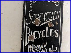 Old Vintage 1938 Bicycle Please Close Door Porcelain Metal Sign