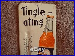 Old Vintage 1950's Sun Crest Orange Soda Pop Bottle 14 Metal Thermometer Sign