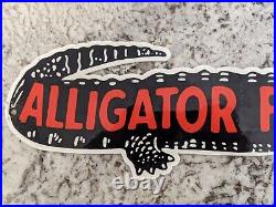 Old Vintage Alligator Farm Farming Porcelain Heavy Metal Sign