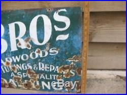 Old Vintage Antique Enamel Sign Advert Surrey Godalming Woods Pianos Shop Metal