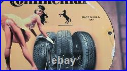 Old Vintage Dated 1964 Continental Tires Porcelain Metal Gas Station Pump Sign