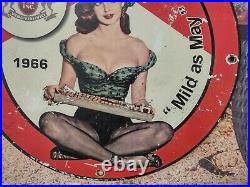 Old Vintage Dated 1966 Marlboro Cigarettes Porcelain Metal Advertising Sign