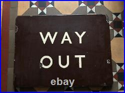 Old Vintage GWR Railway Station WAY OUT Enamel Tray Sign Rail Metal Track