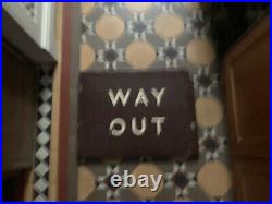 Old Vintage GWR Railway Station WAY OUT Enamel Tray Sign Rail Metal Track
