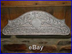 Old Vintage Love Tester Coin Operated Arcade Game Machine Metal Sign Antique