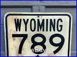 Old Vintage Wyoming State Highway Road Sign 789 North South Metal Cowboy Horse