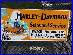 Older Large Vintage Harley Motorcycle Metal Dealer Sign From South Dakota