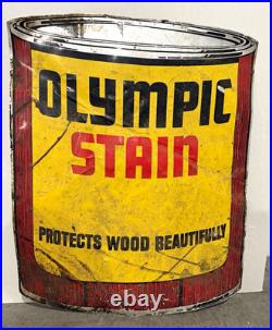 Olympic Stain Vintage large (35x28) Can-Shaped Metal Advertising Sign