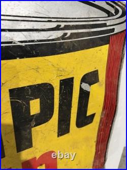 Olympic Stain Vintage large (35x28) Can-Shaped Metal Advertising Sign