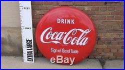 Original 36 Metal Enamel Coca Cola Button Coke Sign Vtg Soda Pop Advertising