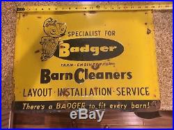 Original Badger Vintage Metal Embossed Sign Barn Cleaners Farm Equipment Dealer