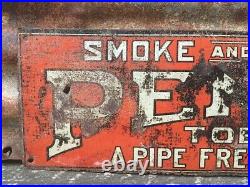 Original Penco Tobacco Sign Vintage Metal 6 3/4 x 19 Pipe Chewing Antique Sign