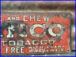 Original Penco Tobacco Sign Vintage Metal 6 3/4 x 19 Pipe Chewing Antique Sign